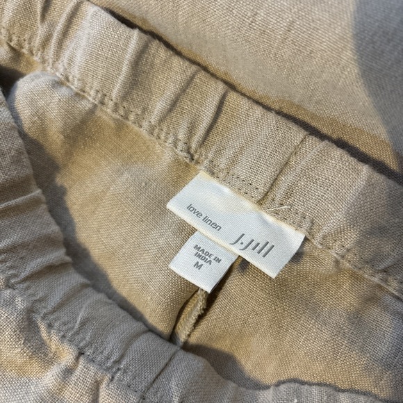 J JILL Love Linen Clay Color Linen Pull On Cropped Pants Sz M Women's Pockets - Picture 4 of 5
